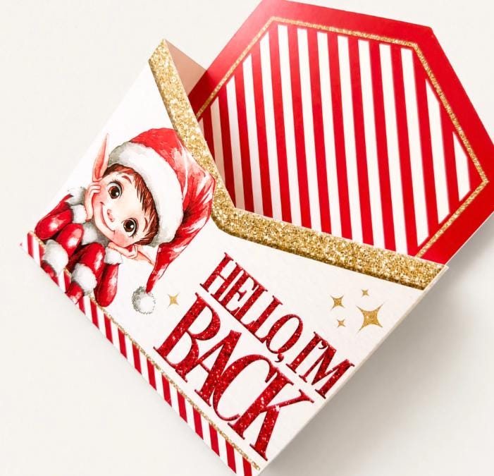 Elf arrival, Elf Welcome back envelope, 3d envelope