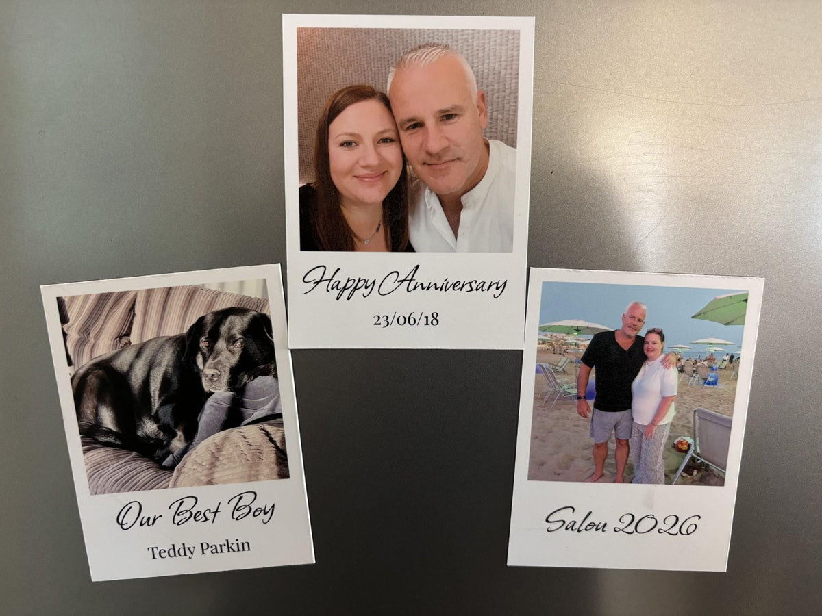 Personalised Polaroid Photo Magnet | Custom Photo Fridge Magnet | 7.5 x 10.5cm Satin Resin Finish | Personalised Gift for Cou