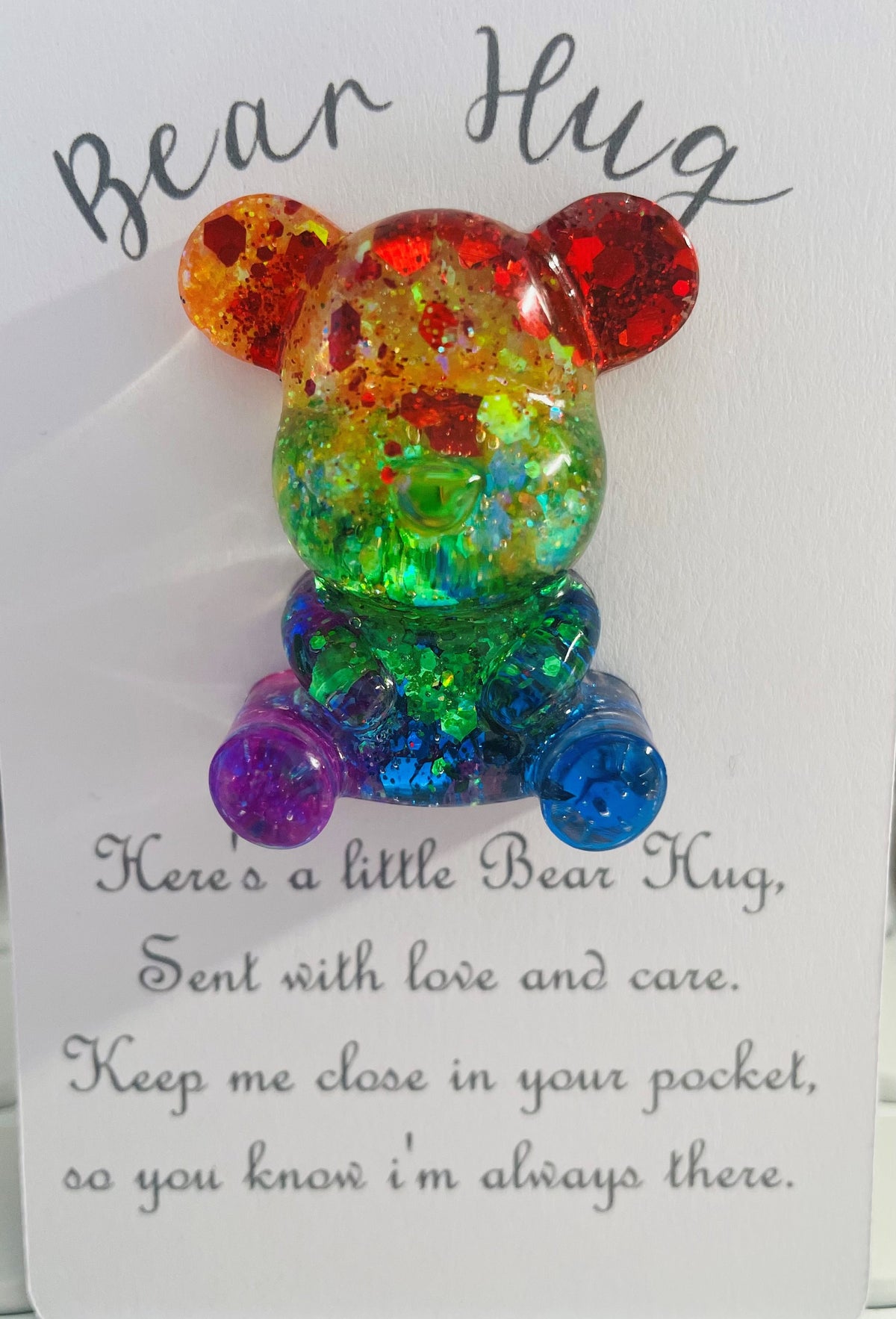 Rainbow Resin Bear Hug: Pocket Token Gift