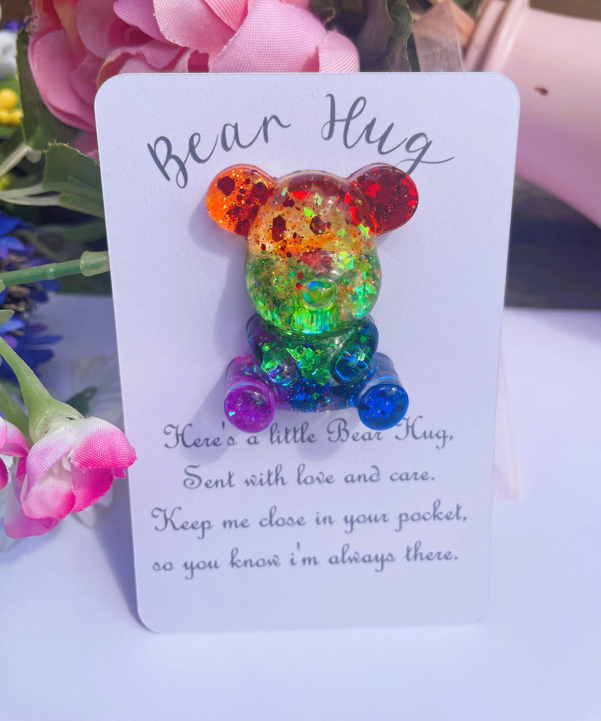 Rainbow Resin Bear Hug: Pocket Token Gift