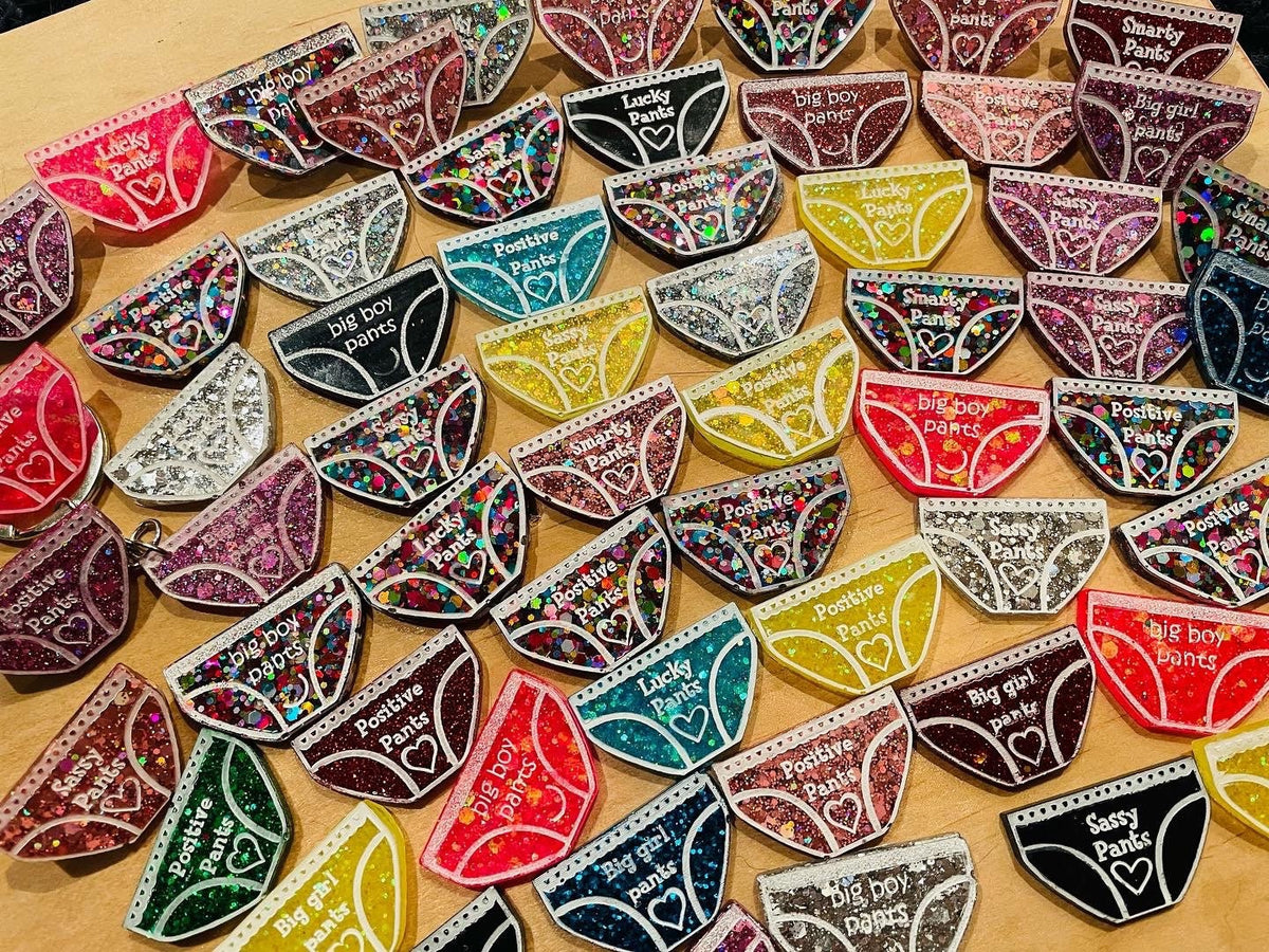 Positive Pants Resin Badge: Handmade Mental Health Gift