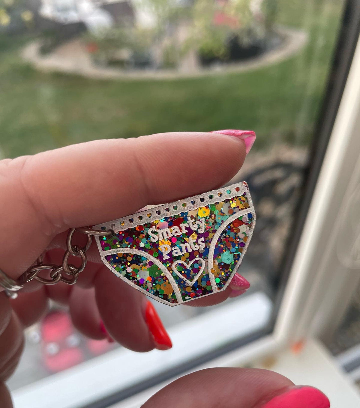 Smarty Pants Resin Keychain: Handmade Brooch Pin Badge