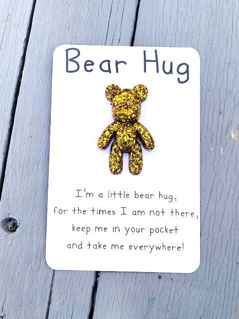 Handmade Resin Bear Hug Token: Pocket Mental Well-being Gift