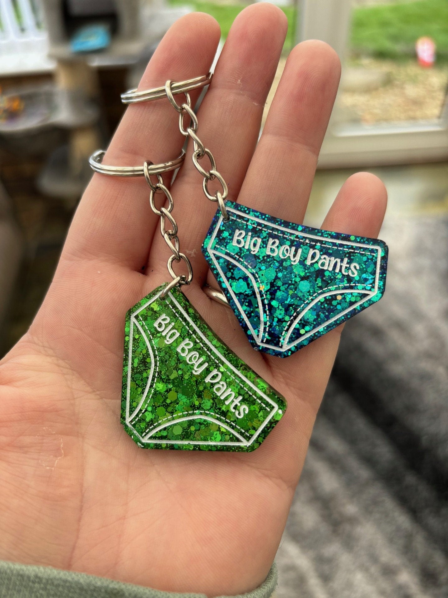 Big Boy Pants Resin Keyring: Handmade Cheer Up Gift