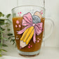 Personalised Teacher Mug, Pencil Bow Design, Glass Coffee Cup