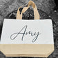 Personalised shopping bag, large jute bag, tote bag, custom shopping bag, mothers day gift, grandma gift, gifts for her