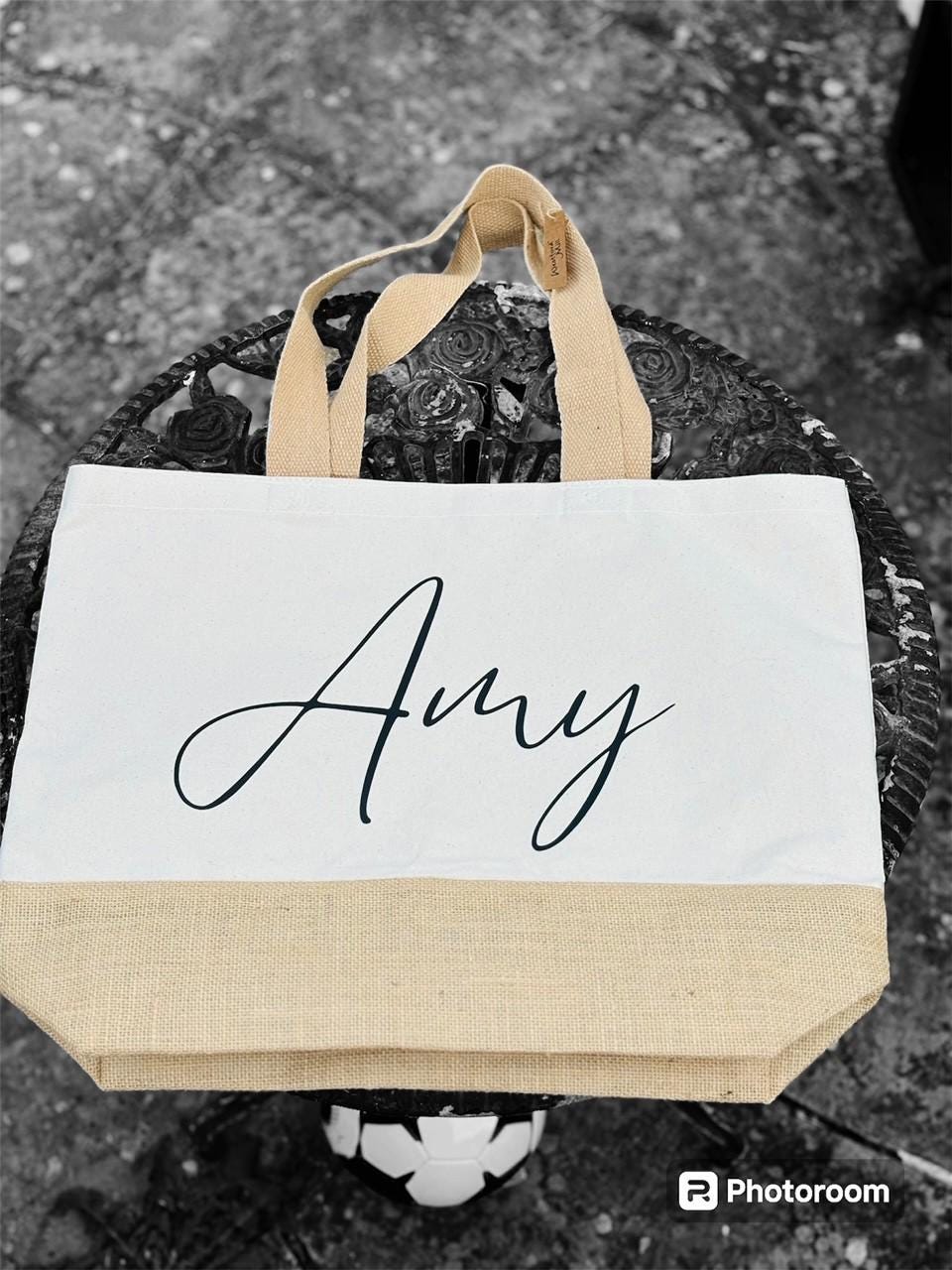 Personalised shopping bag, large jute bag, tote bag, custom shopping bag, mothers day gift, grandma gift, gifts for her