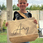 Personalised shopping bag, large jute bag, tote bag, custom shopping bag, mothers day gift, grandma gift, gifts for her