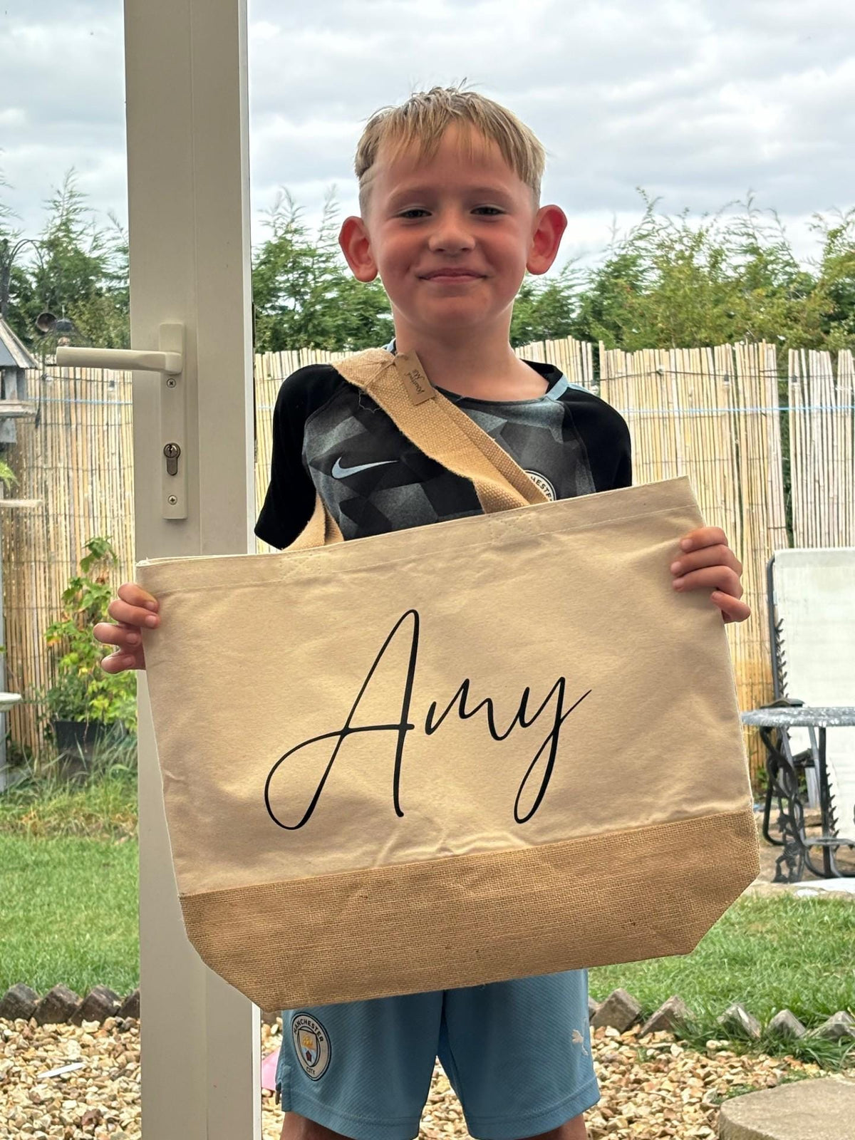 Personalised shopping bag, large jute bag, tote bag, custom shopping bag, mothers day gift, grandma gift, gifts for her