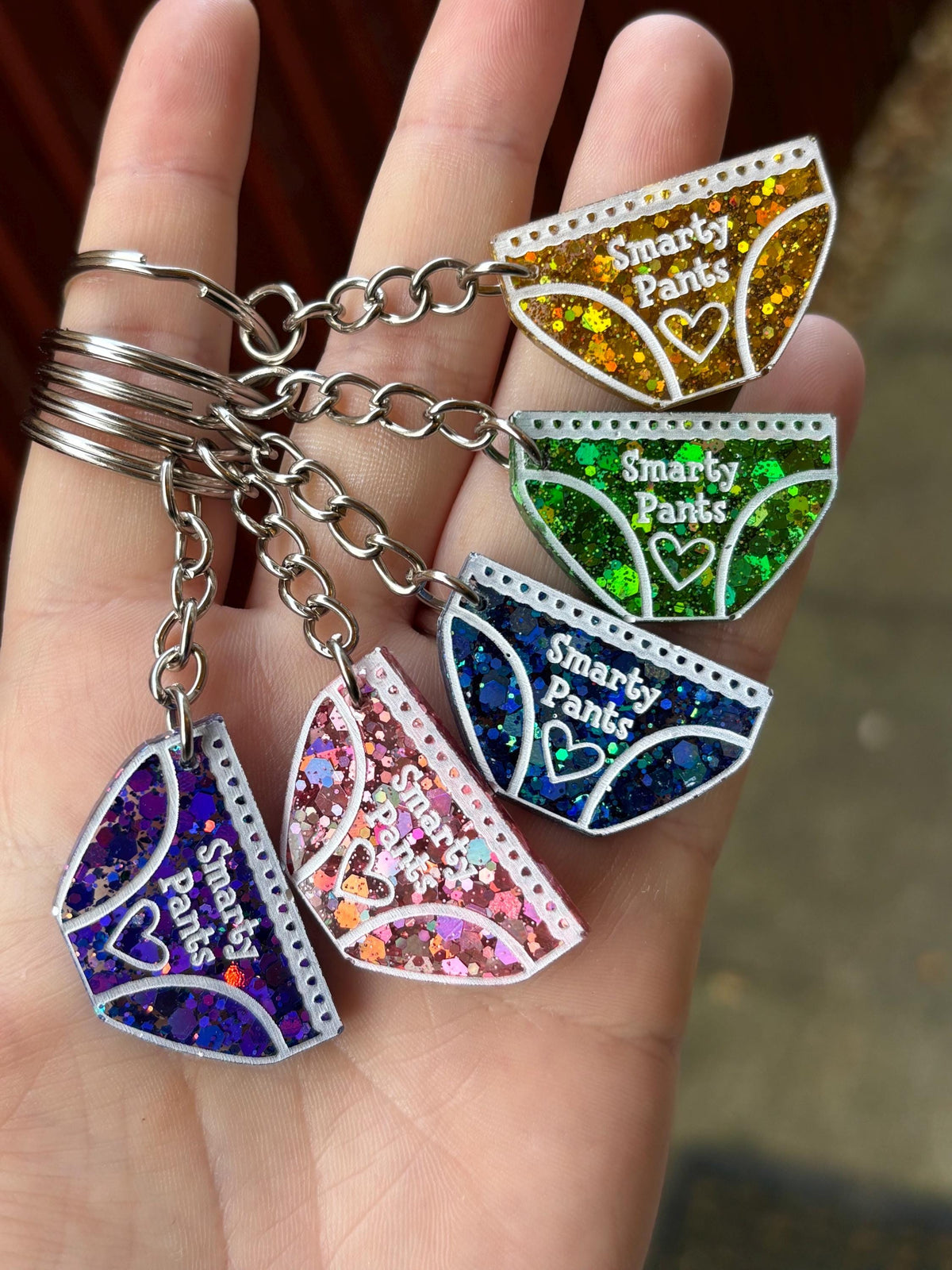 Smarty Pants Resin Keychain: Handmade Brooch Pin Badge