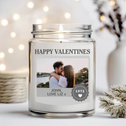 Personalized Scented Candle: 90 Hour Burn Time, Custom Photo Label