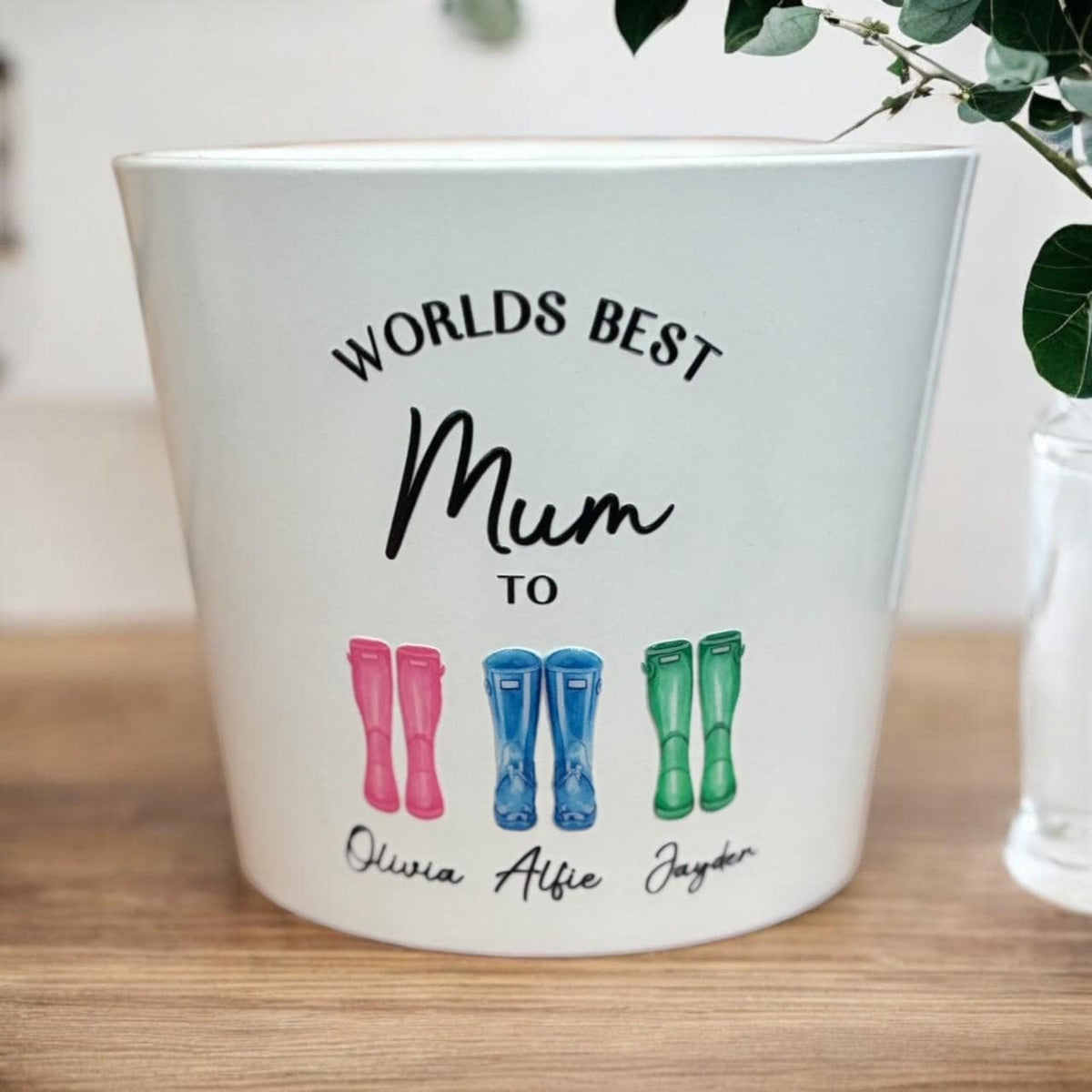 Personalised Welly Plant Pot, Custom Name Garden Gift, Birthday Gift for her or Gardener, Birthday Plant Pot