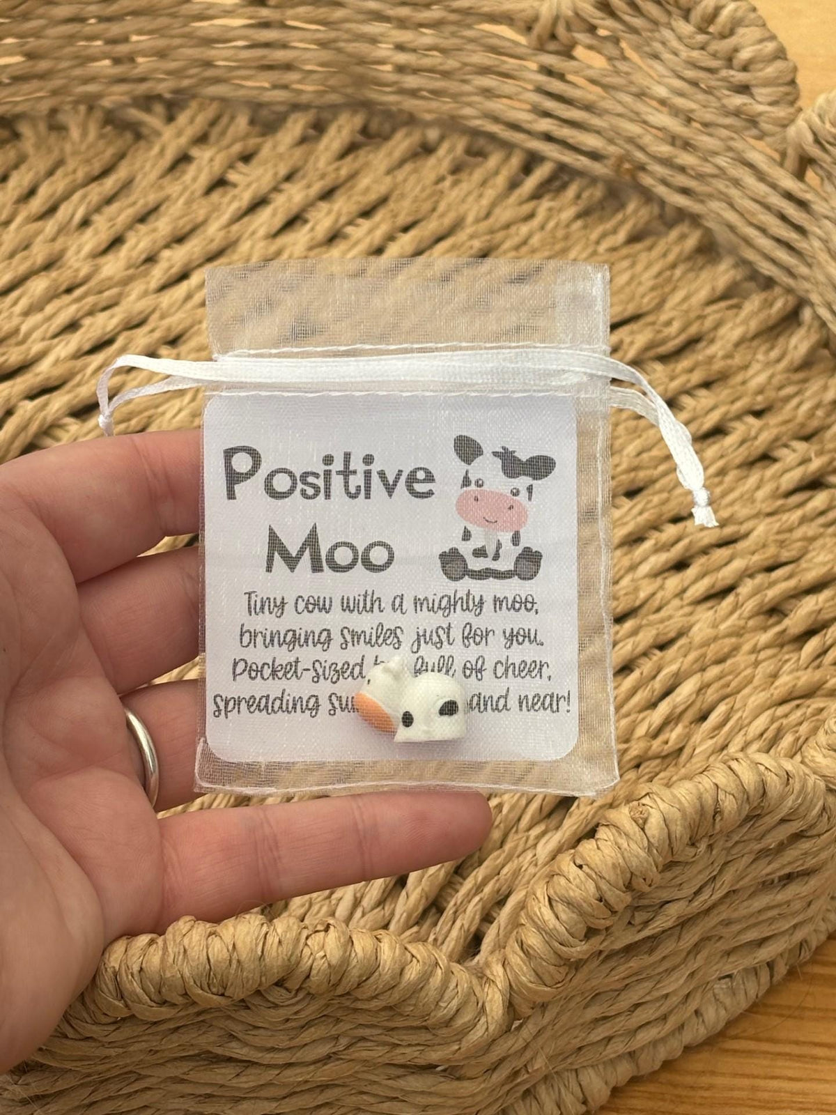 Lucky Cow, Positive Moo, Novelty cow, class gift, teacher gift, end of year gift, pocket hug cow, good luck charm