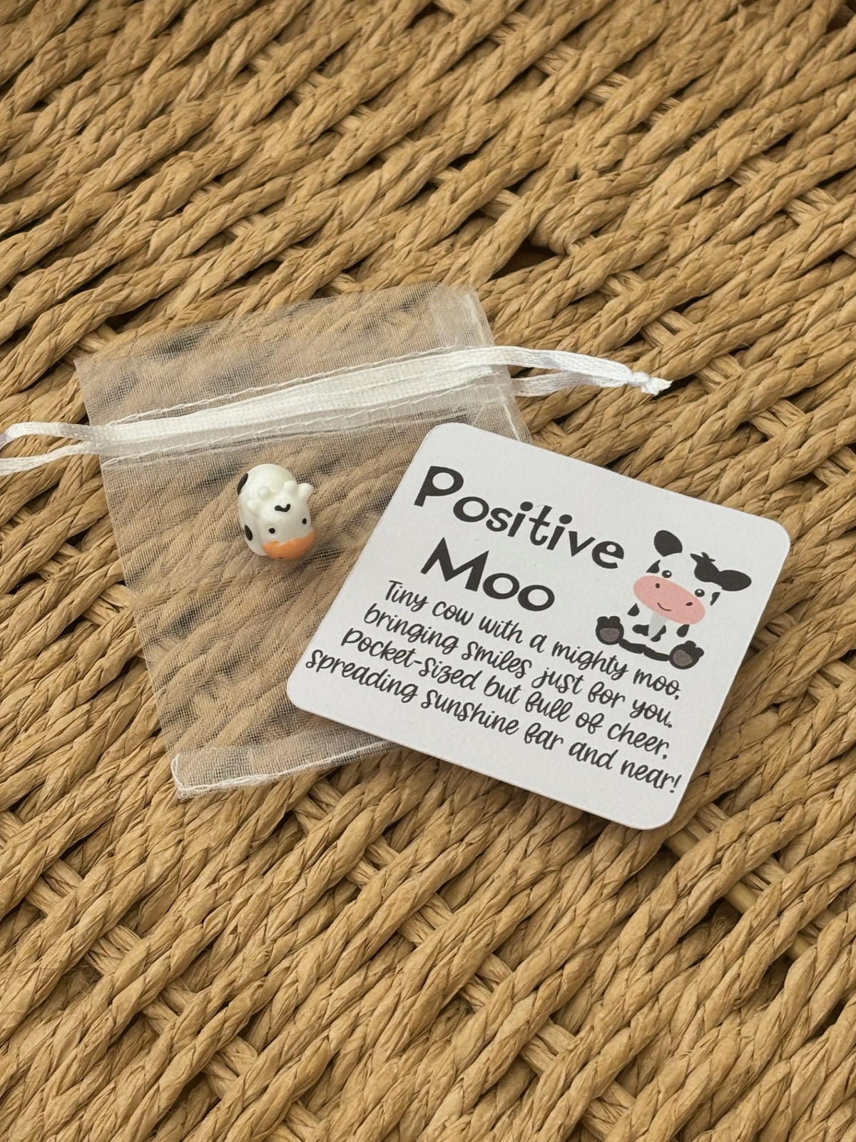 Lucky Cow, Positive Moo, Novelty cow, class gift, teacher gift, end of year gift, pocket hug cow, good luck charm