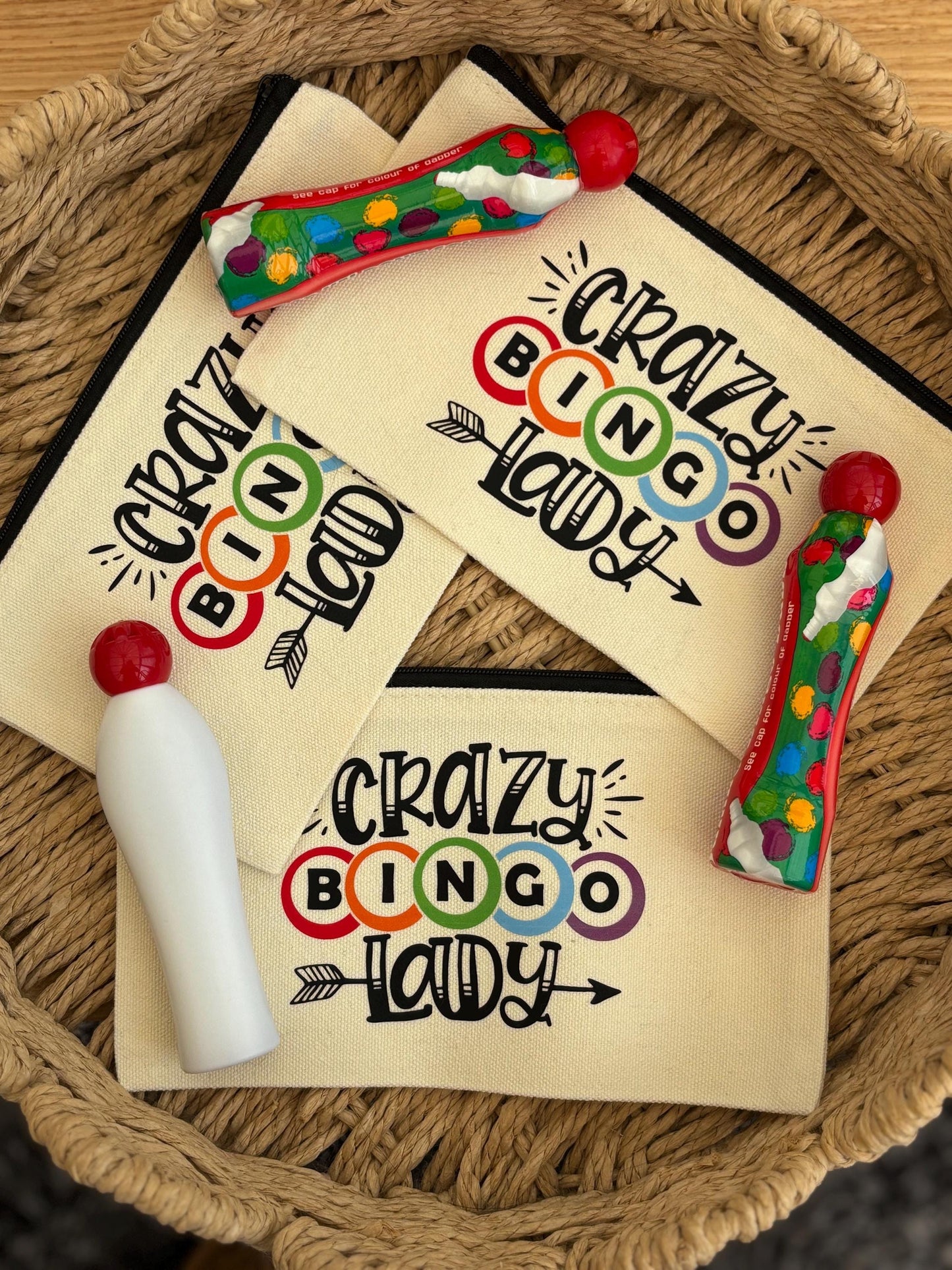 Crazy Bingo Lady Pen Bag: Dobber Bag, Bingo case