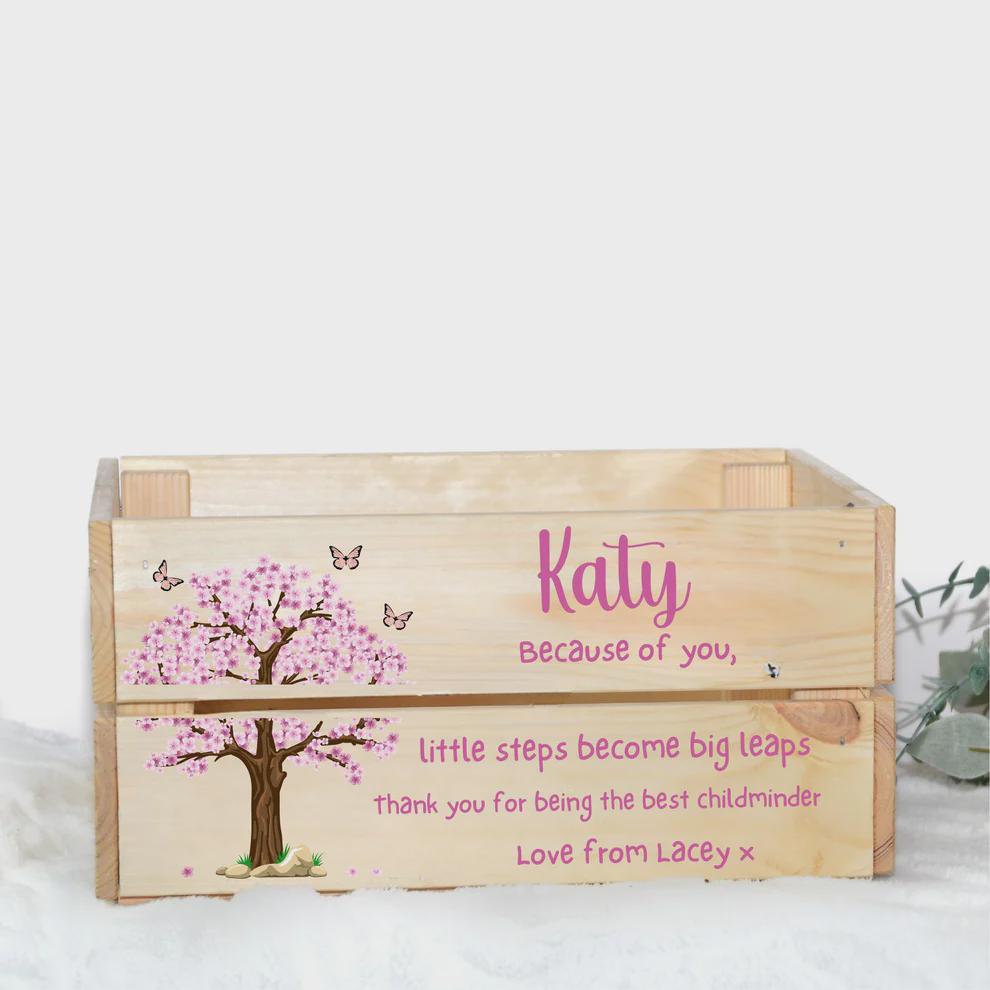 Childminder Thank You Gift, Crate: Personalised Wooden Keepsake Box