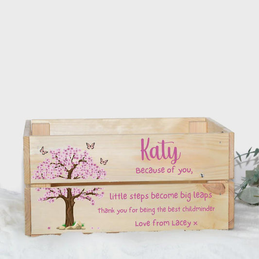 Childminder Thank You Gift, Crate: Personalised Wooden Keepsake Box