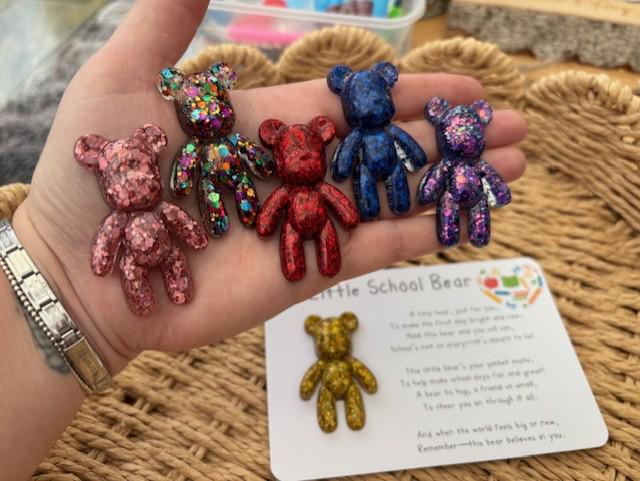 Resin Pocket Worry Bear: First Day of School Keepsake