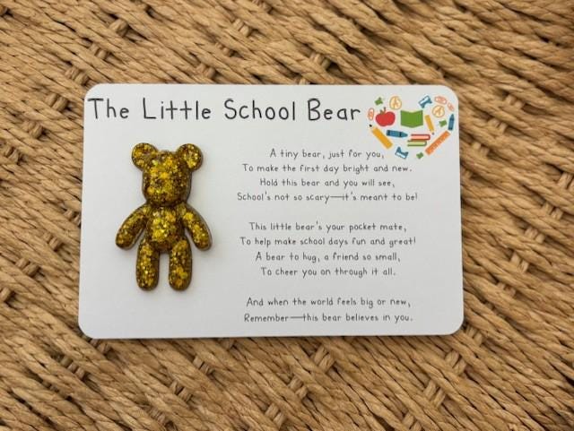 Resin Pocket Worry Bear: First Day of School Keepsake