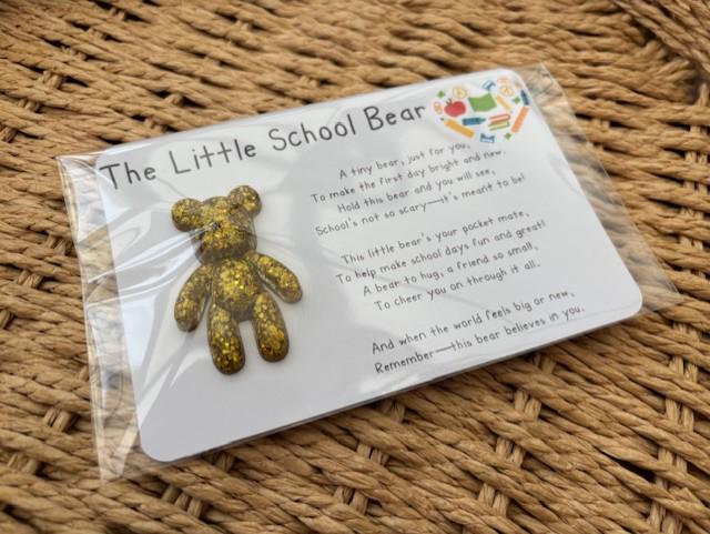Resin Pocket Worry Bear: First Day of School Keepsake