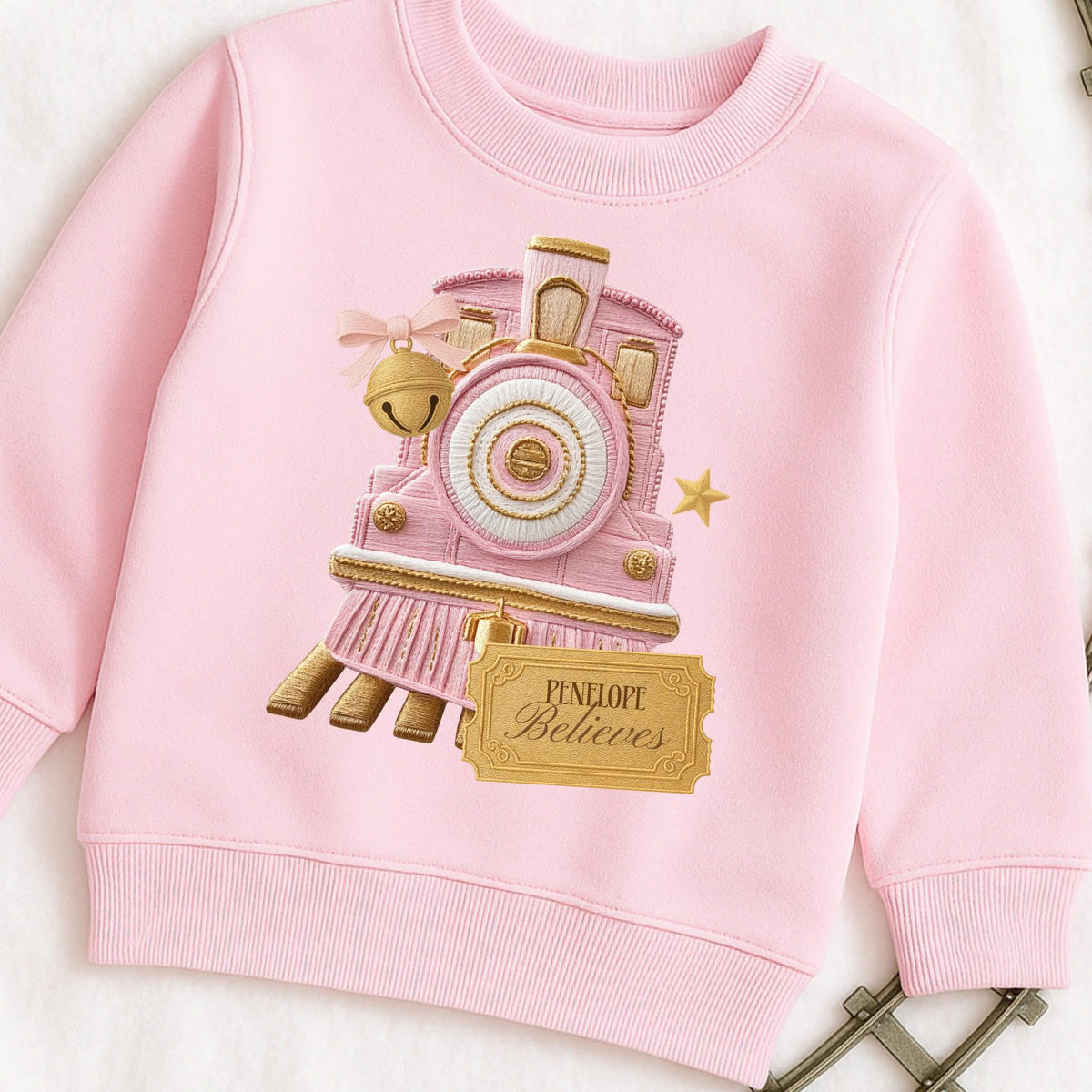 Personalised Christmas Jumper, Polar express train, believe, Personalised Christmas T shirt
