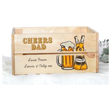 Personalised wooden Dad's Hamper, Gift for Dad, Father's Day Crate, Birthday gift for Dad