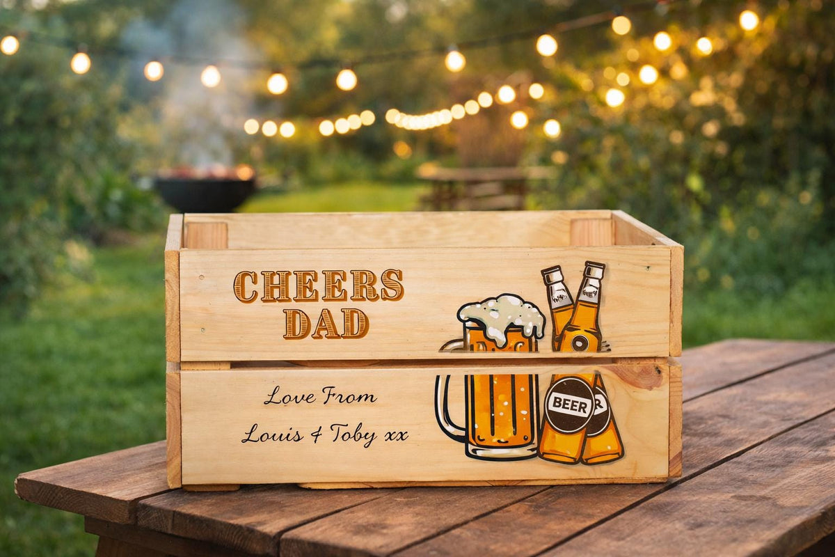 Personalised wooden Dad's Hamper, Gift for Dad, Father's Day Crate, Birthday gift for Dad
