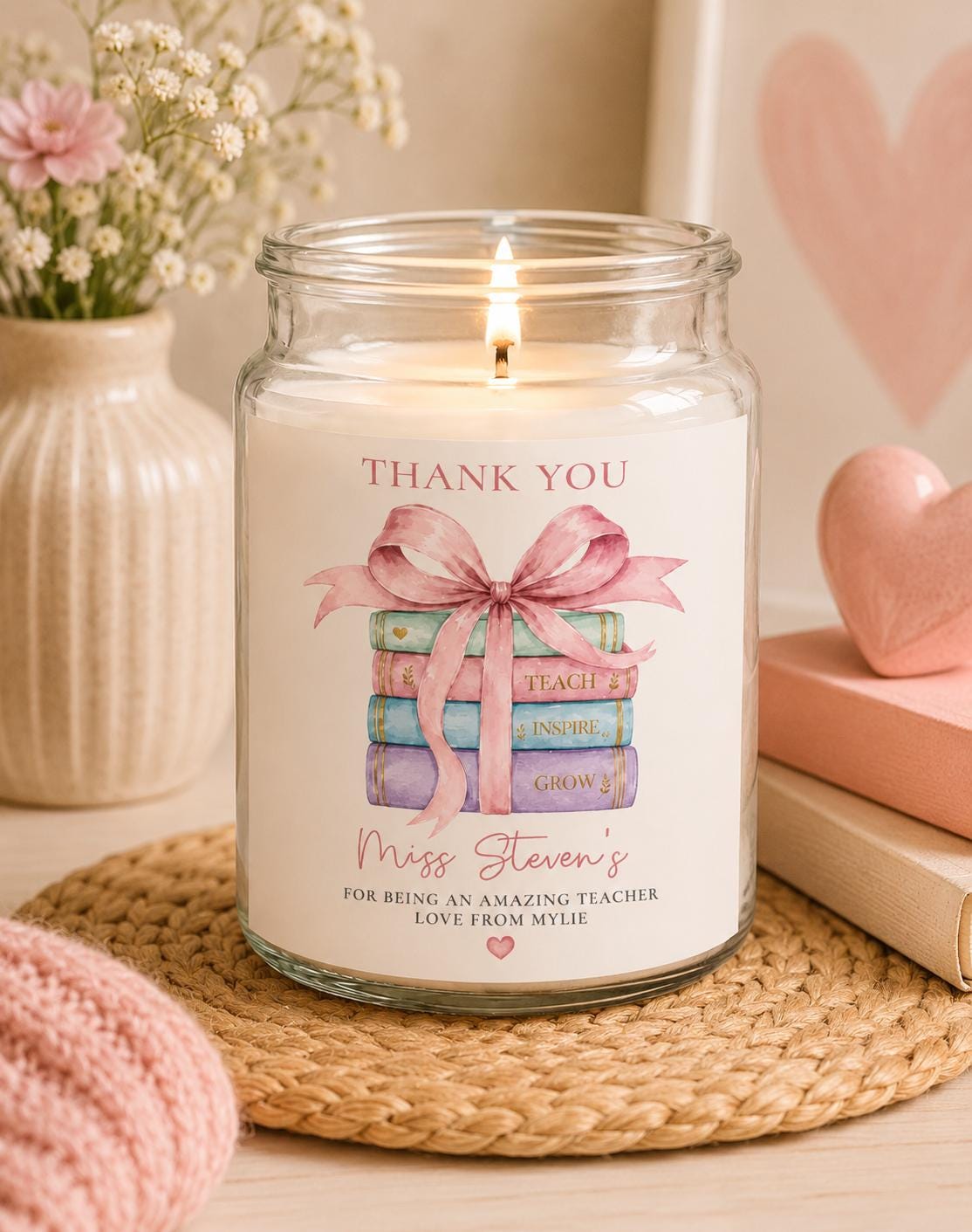 Personalised Teacher Candle, Best Teacher, teaching assistant
