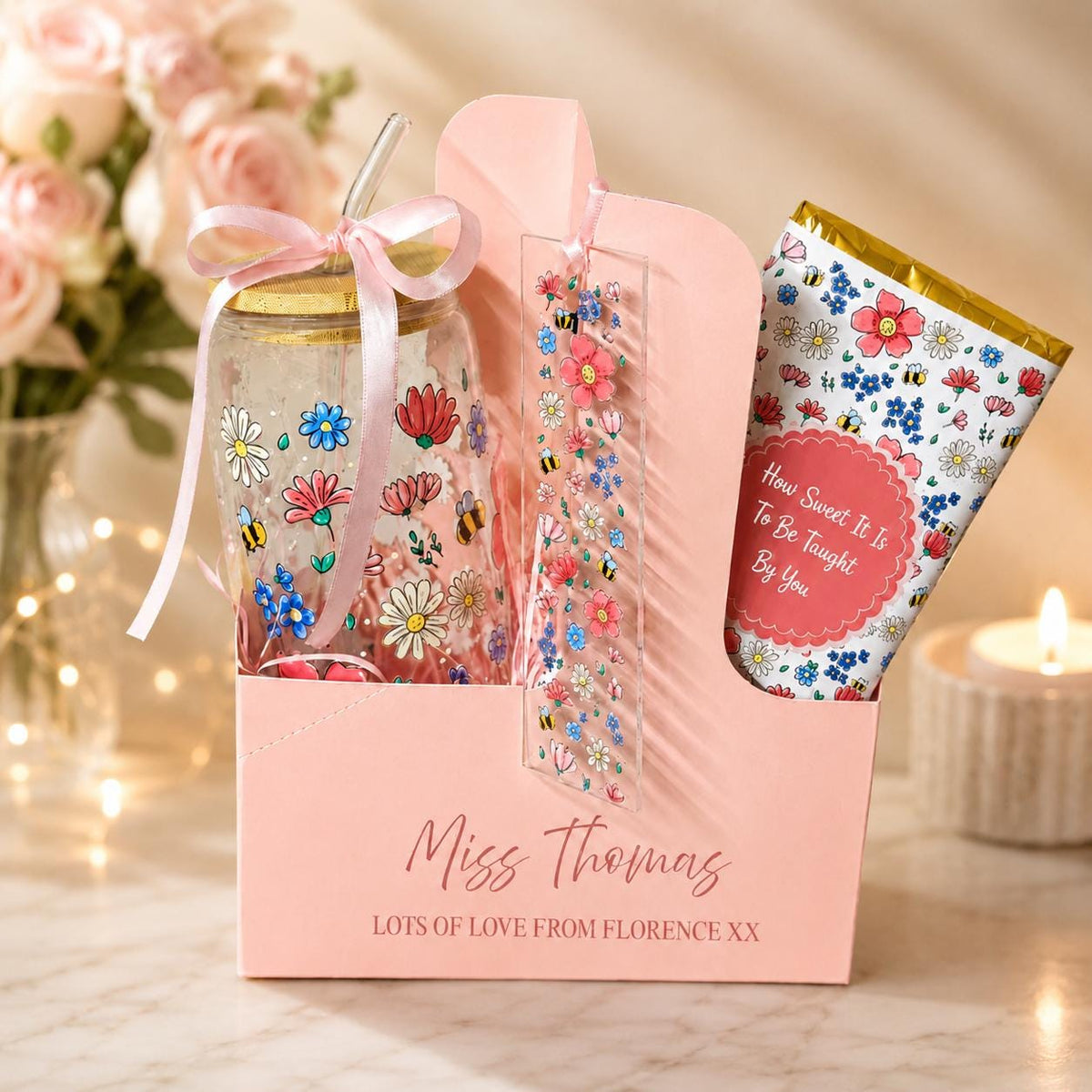 Personalised Teacher gifts, teaching assistant, candle, cup, bookmark
