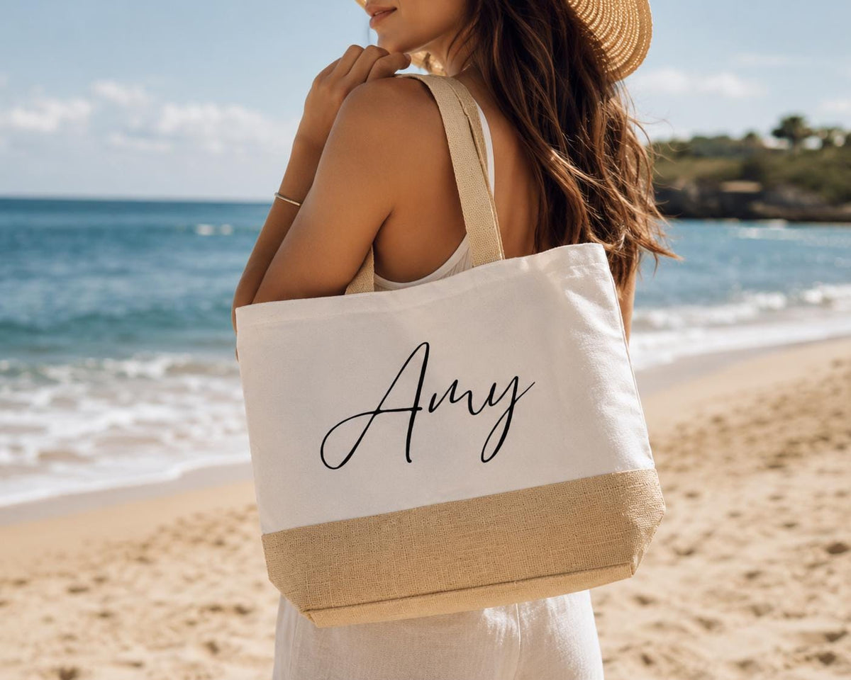 Personalised shopping bag, large jute bag, tote bag, custom shopping bag, mothers day gift, grandma gift, gifts for her