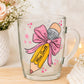 Personalised Teacher Mug, Pencil Bow Design, Glass Coffee Cup