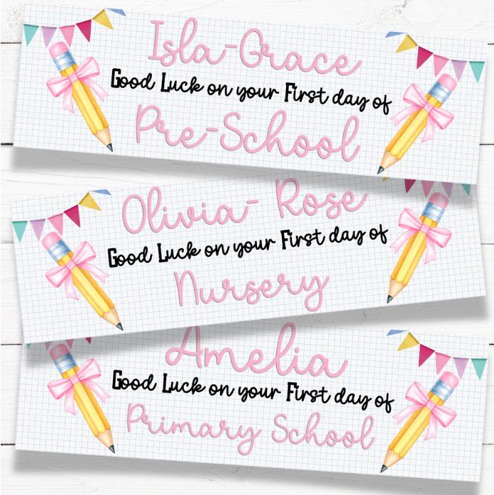 Personalised First Day of School Banner, Photo Prop, back to school