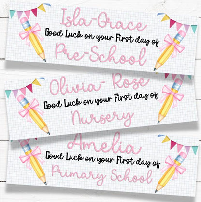 Personalised First Day of School Banner, Photo Prop, back to school