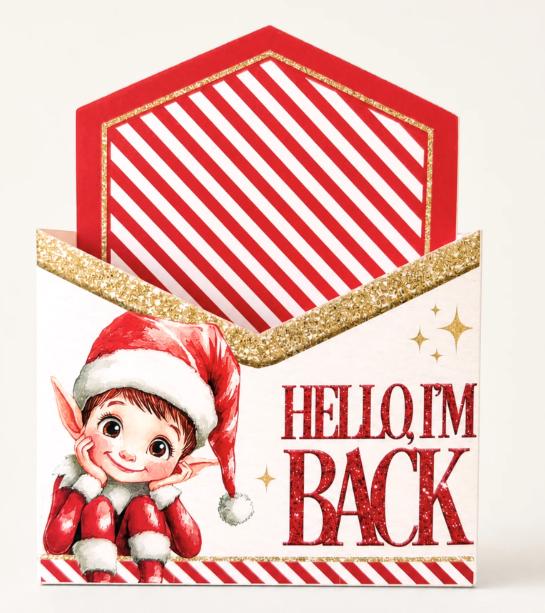 Elf arrival, Elf Welcome back envelope, 3d envelope