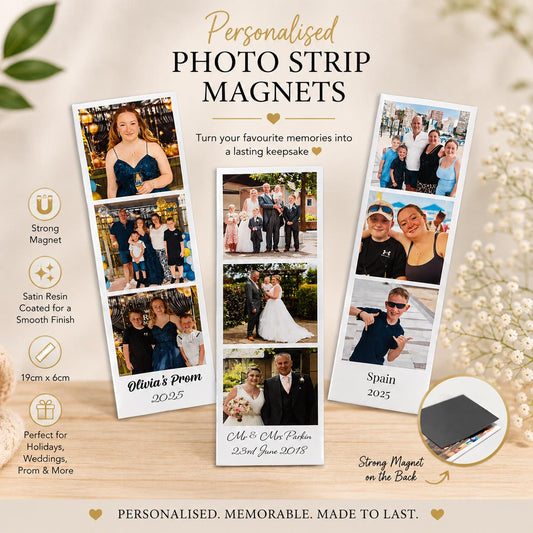 Personalised Photo Strip Magnet | Custom Photo Magnet | Fridge Magnet | Prom | Wedding Photo | Holiday Memories | Polaroid St