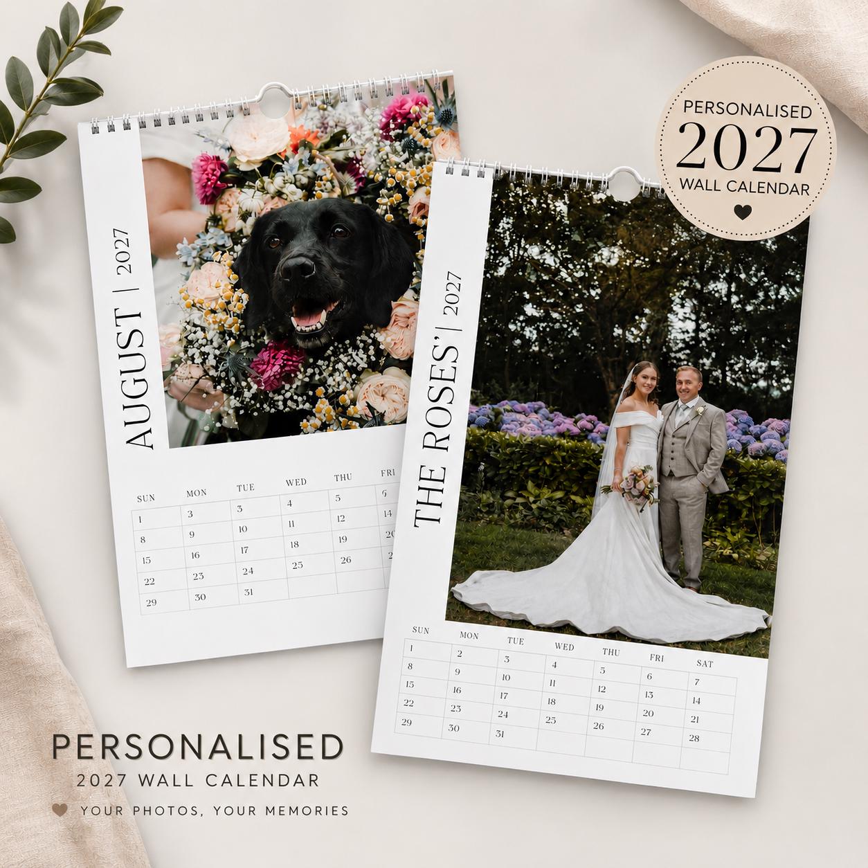 Personalised 2027 Photo Wall Calendar | Custom A4 Family Calendar | Your Own Photos | Personalised Christmas Gift