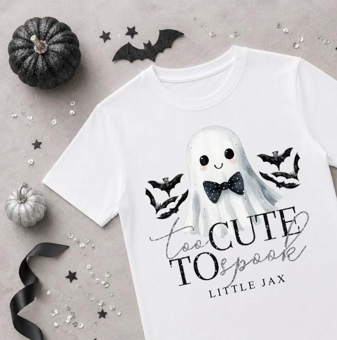 Personalised Halloween T Shirt, Ghost Design.