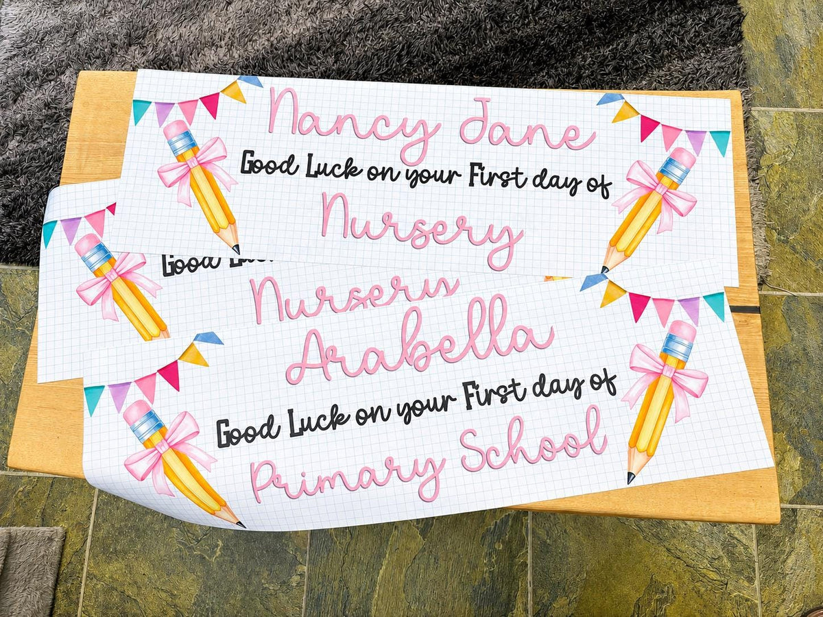 Personalised First Day of School Banner, Photo Prop, back to school