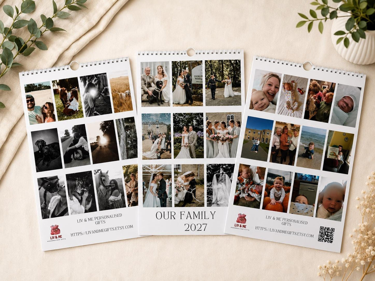 Personalised 2027 Photo Wall Calendar | Custom A4 Family Calendar | Your Own Photos | Personalised Christmas Gift