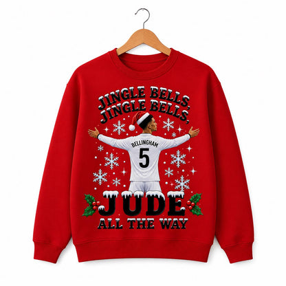 Jude Bellingham Christmas Jumper, Jingle Bells, Football Christmas Sweatshirt, Football Fan Xmas Gift